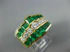 LARGE 3.32CT DIAMOND & AAA EMERALD 14KT WHITE GOLD ROUND & PRINCESS PYRAMID RING