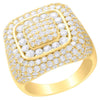 ESTATE LARGE 4.52CT DIAMOND 14KT YELLOW GOLD 3D ROUND MULTI ROW SQUARE MENS RING