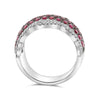 LARGE 1.94CT DIAMOND & AAA RUBY 14KT WHITE GOLD 3D MULTI ROW ANNIVERSARY RING