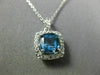 ESTATE 2.27CT AAA LONDON BLUE TOPAZ & WHITE SAPPHIRE 14K WHITE GOLD HALO PENDANT
