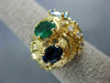 ANTIQUE LARGE 3.08CT DIAMOND & AAA MULTI GEM 14KT YELLOW GOLD 3D RING #17769