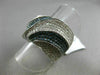 ESTATE X LARGE 1.72CT WHITE & BLUE DIAMOND 14K WHITE GOLD CRISS CROSS FANCY RING
