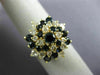 ESTATE WIDE 2.0CT DIAMOND & AAA SAPPHIRE 14KT YELLOW GOLD SWIRL FLOWER LOVE RING