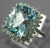 ESTATE 4.05CT DIAMOND & AAA AQUAMARINE 14KT WHITE GOLD 3D SQUARE ENGAGEMENT RING