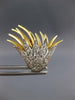 ESTATE LARGE 1.35CT DIAMOND 18KT WHITE & YELLOW GOLD 3D FLOWER CLIP ON EARRINGS