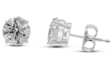 ESTATE LARGE 2.61CT DIAMOND 14K WHITE GOLD ROUND 4 PRONG SOLITAIRE STUD EARRINGS