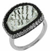 WIDE 13.20CT WHITE & BLACK DIAMOND & AAA WHITE TOPAZ 14KT WHITE GOLD 3D FUN RING