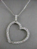 ANTIQUE .65CTW DIAMOND HANGING OPEN HEART 14K WHITE GOLD PENDANT + CHAIN #13026