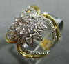 ESTATE EXTRA LARGE 1.20CT DIAMOND 14K WHITE & ROSE GOLD 3D FLOWER SUN BURST RING