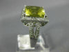 EXTRA LARGE 4.60CT DIAMOND & AAA GREEN AMETHYST 14KT WHITE GOLD 3D PRINCESS RING