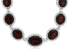 LARGE 70CT DIAMOND & AAA GARNET 14K WHITE GOLD OVAL & ROUND HALO TENNIS NECKLACE