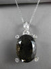 ANTIQUE LARGE 16.45CT DIAMOND & AAA SMOKY TOPAZ 18KT WHITE GOLD 3D OVAL PENDANT