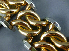 ANTIQUE LARGE & LONG 18K WHITE & ROSE GOLD 3D CLASSIC WOVEN LINK BRACELET #20618