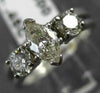 ANTIQUE WIDE .95CT MARQUISE & ROUND DIAMOND 14K WHITE GOLD ENGAGEMENT RING 18478