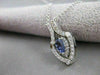 ESTATE DIAMOND TANZANITE 14K WHITE GOLD OPEN HANGING NECKLACE PENDANT #15563