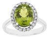 3.05CT DIAMOND & AAA PERIDOT 14KT WHITE GOLD OVAL & ROUND FRIENDSHIP LOVE RING