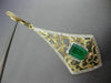 ESTATE LARGE 3.15CT DIAMOND EMERALD 14KT TWO TONE GOLD FILIGREE HANGING EARRINGS