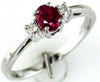 ESTATE .53CT DIAMOND & AAA RUBY 14KT WHITE GOLD 3D ROUND & OVAL 3 STONE FUN RING