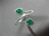 ESTATE WIDE .60CT ROUND DIAMOND & AAA EMERALD 18K WHITE GOLD 3D DOUBLE LEAF RING