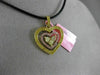 ESTATE 1.0CT FANCY YELLOW & PINK DIAMOND 18K 2 TONE GOLD 3D TRIPLE HEART PENDANT