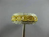 ESTATE 3.34CT WHITE & FANCY YELLOW DIAMOND 18K 2 TONE GOLD HALO ANNIVERSARY RING