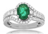1.75CT DIAMOND & AAA EMERALD 14KT WHITE GOLD OVAL & ROUND CRISS CROSS LOVE RING