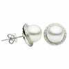 ESTATE .10CT DIAMOND & AAA PEARL 14KT WHITE GOLD 3D CLASSIC HALO STUD EARRINGS