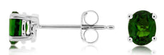 ESTATE .85CT AAA RUSSALITE 14KT WHITE GOLD 3D CLASSIC OVAL 4 PRONG STUD EARRINGS