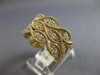 LARGE 1.49CT DIAMOND 14KT YELLOW GOLD 3 ROW FILIGREE MULTI LEAF ANNIVERSARY RING