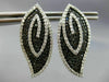 ESTATE LARGE 1.85CT WHITE & BLACK DIAMOND 14K WHITE GOLD MULTI LEAF STUD EARRING