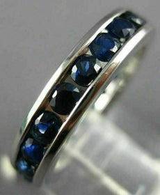 ESTATE 1.20CT AAA ROUND SAPPHIRE 14KT WHITE GOLD 3D CHANNEL ETERNITY RING #22442