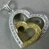 ESTATE .33CT DIAMOND 18K 2TONE GOLD CLASSIC DOUBLE HEART FLOATING PENDANT #14408