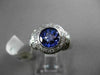 ESTATE LARGE 2.08CT DIAMOND & AAA TANZANITE 14K WHITE GOLD BEZEL ENGAGEMENT RING