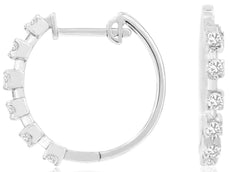 .45CT DIAMOND 14KT WHITE GOLD CLASSIC 6 STONE BY THE YARD HOOP HANGING EARRINGS