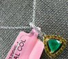 .63CT WHITE & FANCY YELLOW DIAMONDS & EMERALD 18K TWO TONE GOLD TRILLION PENDANT