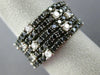 WIDE 3.75CT WHITE & BLACK DIAMOND 14KT WHITE GOLD 3D MULTI ROW ANNIVERSARY RING