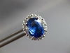 LARGE 6.66CT DIAMOND & AAA CEYLON SAPPHIRE 18KT WHITE GOLD 3D OVAL STUD EARRINGS
