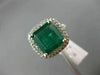 LARGE 6.86CT DIAMOND & AAA EMERALD 14K WHITE GOLD 3D SQUARE HALO ENGAGEMENT RING