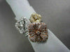 ESTATE MASSIVE TRI FLOWER 18KT WHITE YELLOW & ROSE 1.58CT DIAMOND RING BEAUTIFUL
