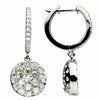 ESTATE LARGE 2.15CT DIAMOND 18KT WHITE GOLD 3D CLUSTER FLOWER HUGGIE EARRINGS
