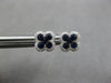 SMALL .52CT DIAMOND & AAA SAPPHIRE 14KT WHITE GOLD CLASSIC FLOWER STUD EARRINGS