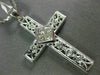 ESTATE LARGE .45CT DIAMOND 18KT WHITE GOLD CLASSIC FILIGREE CROSS PENDANT #6916