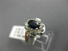 ESTATE WIDE .96CT DIAMOND & SAPPHIRE 14KT WHITE GOLD OVAL FLOWER ENGAGEMENT RING