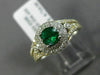 ESTATE WIDE 2.4CT DIAMOND & AAA COLOMBIAN EMERALD 14K WHITE GOLD ENGAGEMENT RING