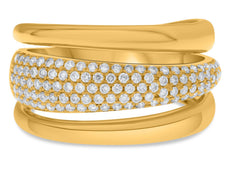 ESTATE LARGE .60CT DIAMOND 14K YELLOW GOLD MULTI ROW GRADUATING ANNIVERSARY RING