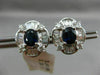 ESTATE 3.03CT DIAMOND & SAPPHIRE 18KT WHITE GOLD 3D HALO BALLERINA POST EARRINGS