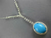 ANTIQUE 8.95CT DIAMOND & AAA TURQUOISE 14K WHITE GOLD OVAL LARIAT NECKLACE #2555