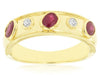 .63CT DIAMOND & AAA RUBY 14KT YELLOW GOLD OVAL & ROUND 5 STONE ANNIVERSARY RING