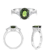 LARGE 2.85CT DIAMOND & AAA GREEN SAPPHIRE 18KT WHITE GOLD OVAL ENGAGEMENT RING