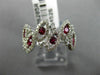 ESTATE WIDE 1CT DIAMOND & ROUND RUBY 14KT WHITE GOLD MULTI LEAF ETOILE LOVE RING